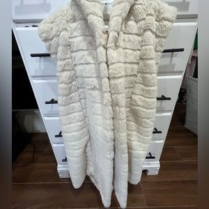 Beautiful Faux Fur Vest with Leather Tie